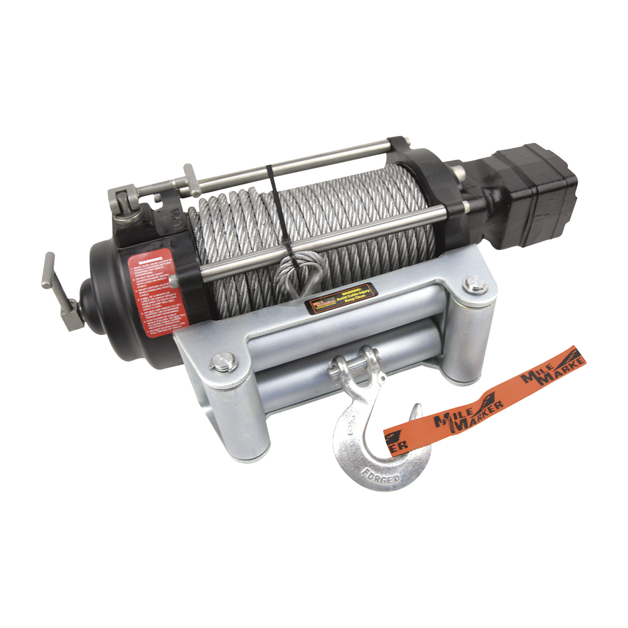 Mile Marker H-Series 12 Volt DC Powered Hydraulic Winch, 10,500-Lb. Capacity, Galvanized Aircraft Cable, Model# H10500